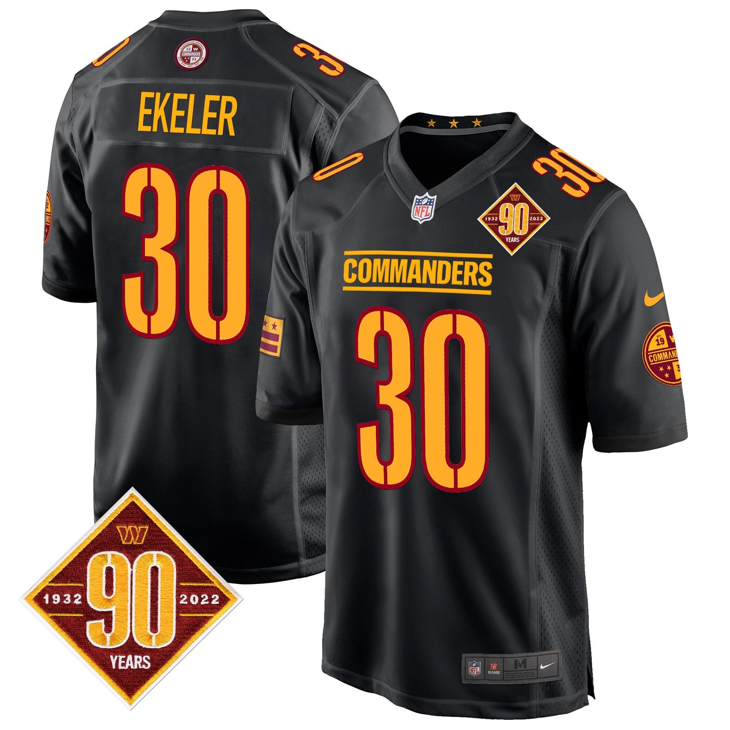 Washington Commanders 90th Anniversary Patch Game Jersey - All Stitched