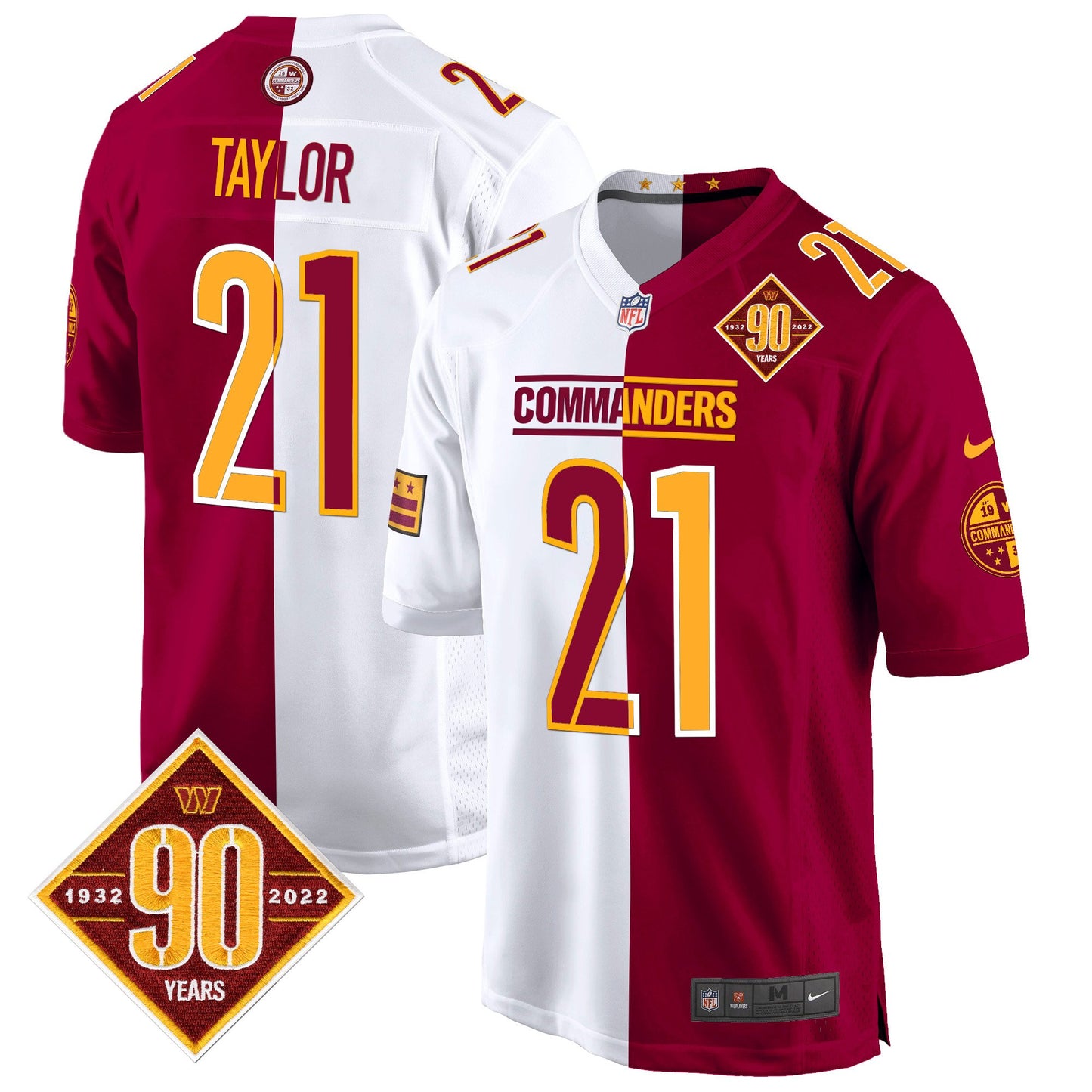 Washington Commanders 90th Anniversary Patch Game Jersey - All Stitched