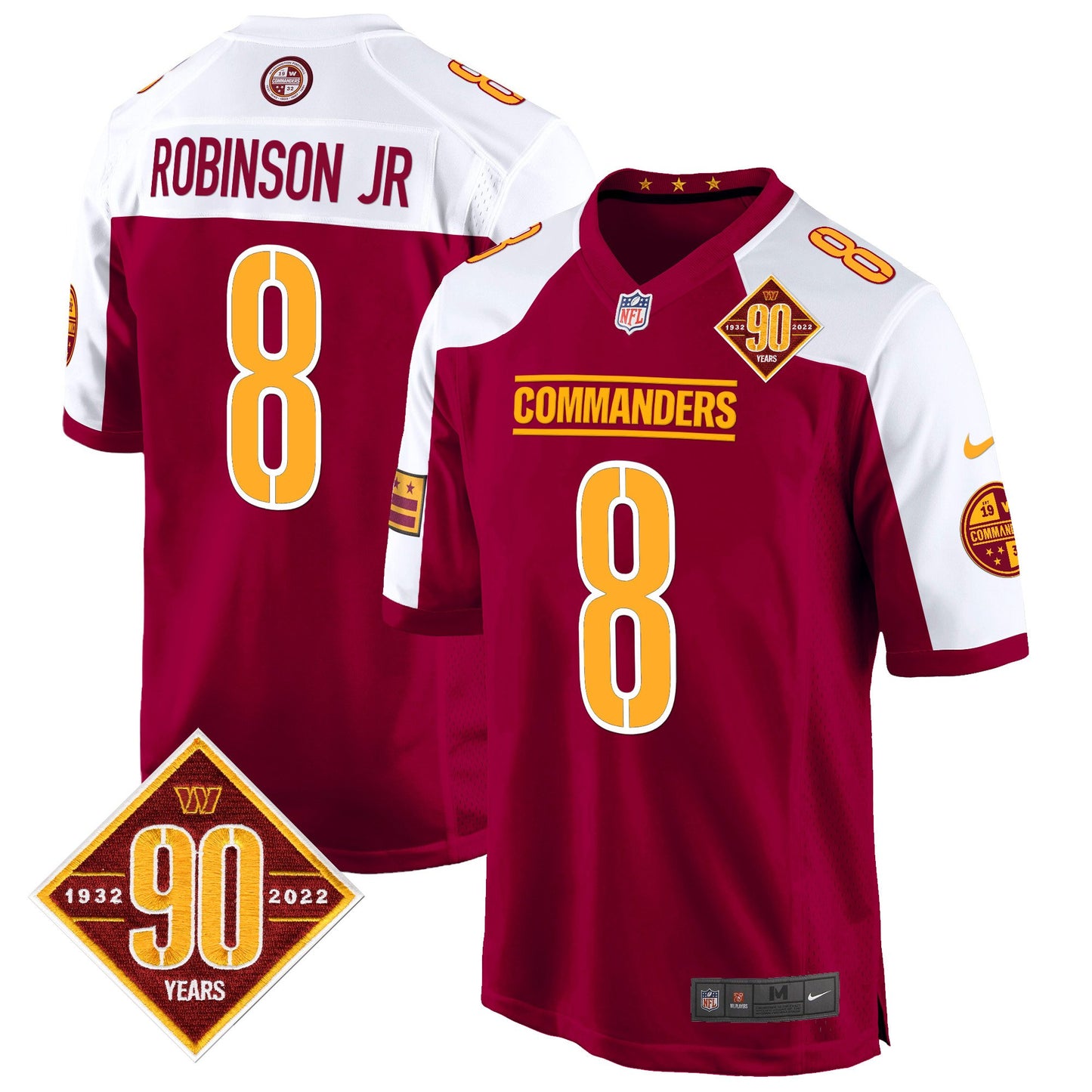 Washington Commanders 90th Anniversary Patch Game Jersey - All Stitched