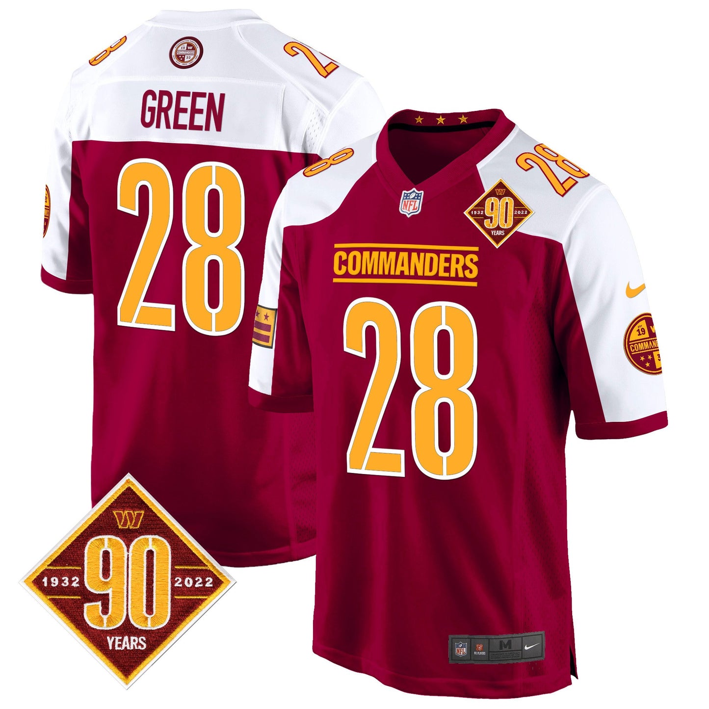 Washington Commanders 90th Anniversary Patch Game Jersey - All Stitched