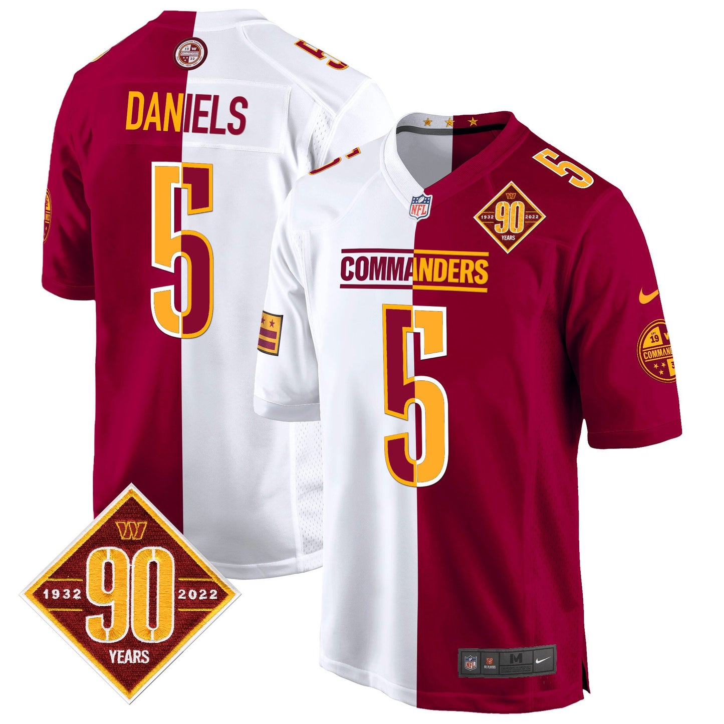 Washington Commanders 90th Anniversary Patch Game Jersey - All Stitched