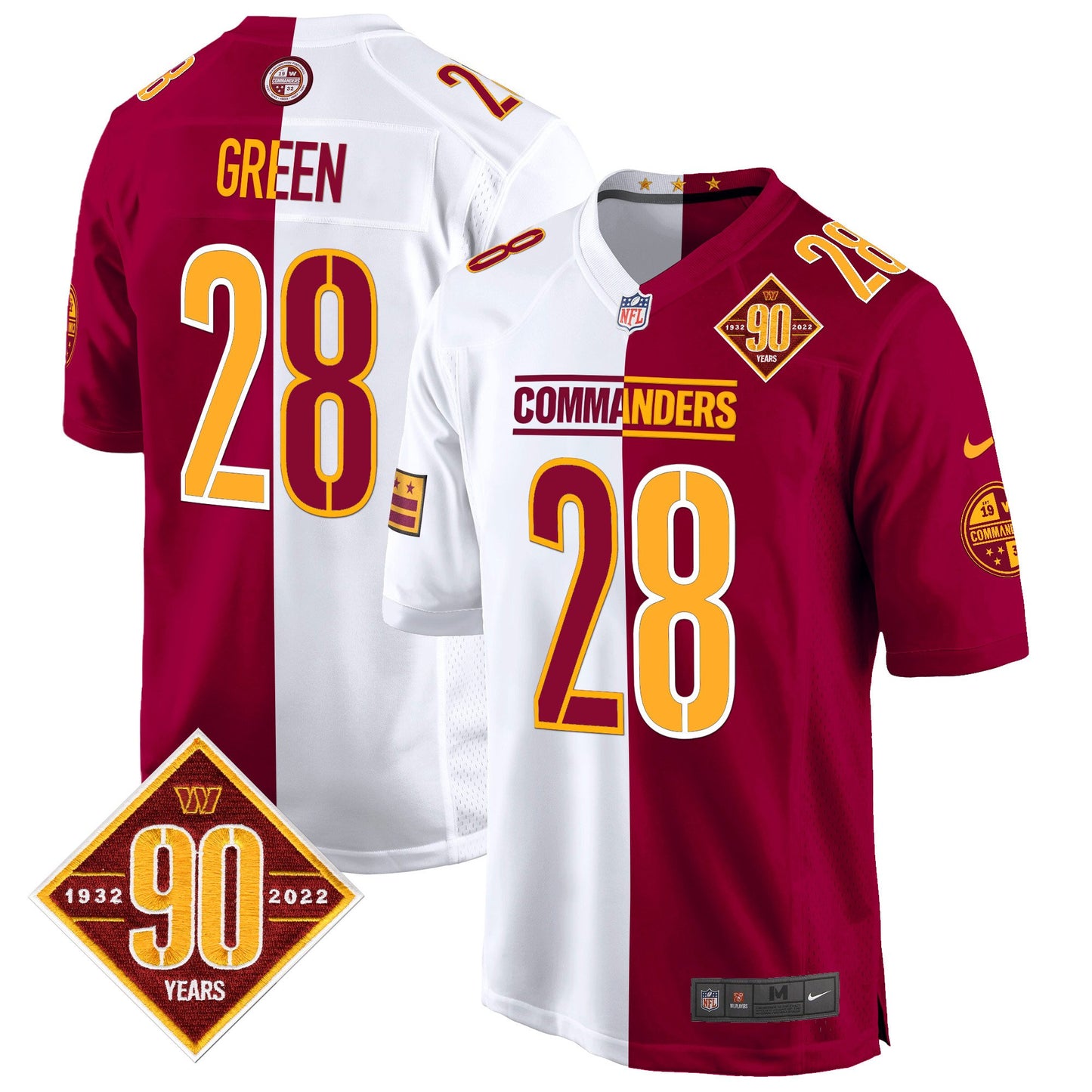 Washington Commanders 90th Anniversary Patch Game Jersey - All Stitched