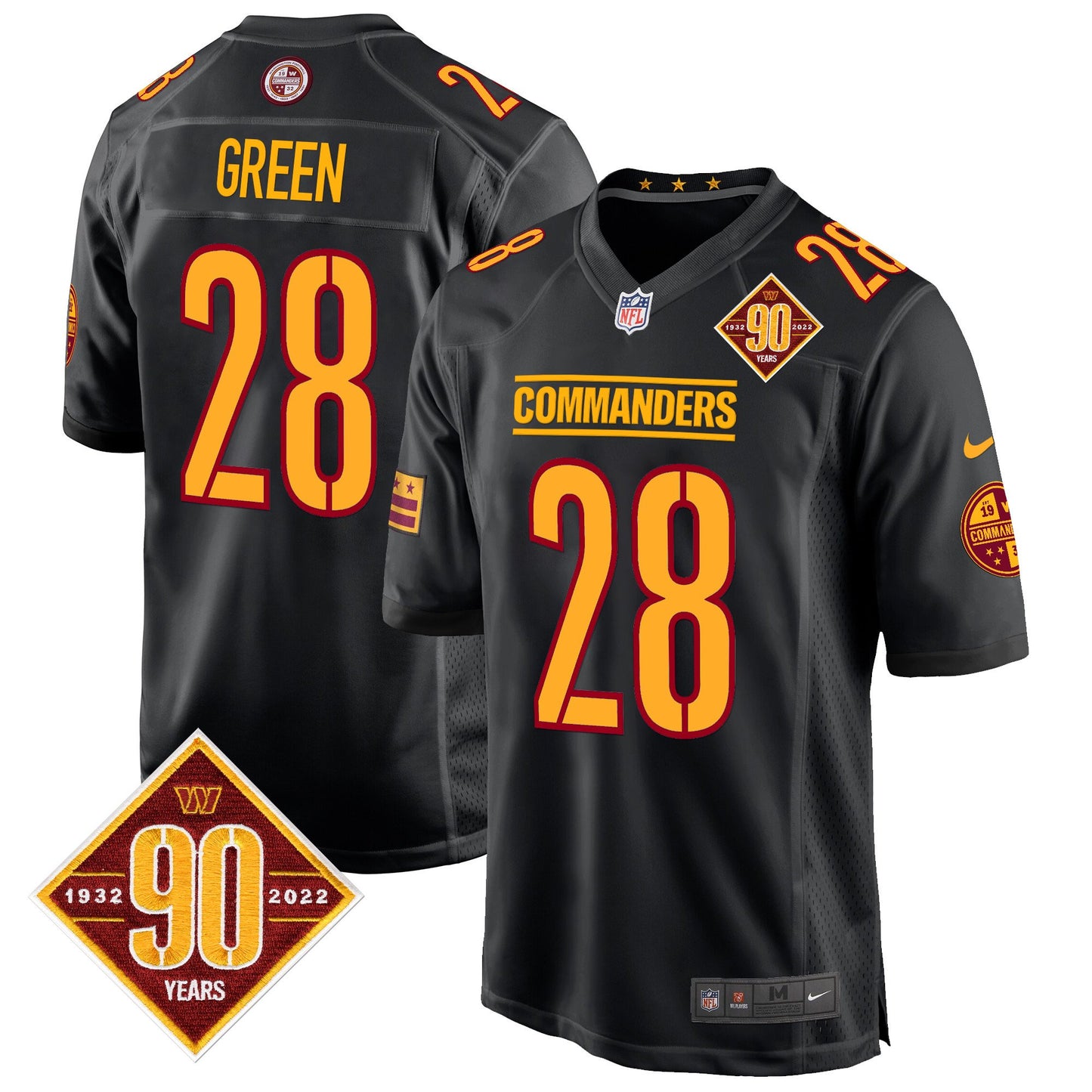 Washington Commanders 90th Anniversary Patch Game Jersey - All Stitched