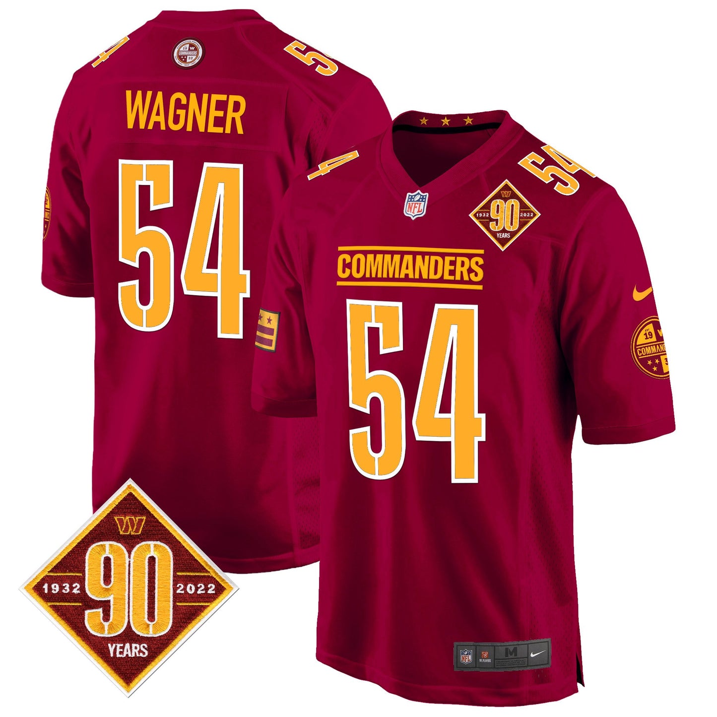 Washington Commanders 90th Anniversary Patch Game Jersey - All Stitched