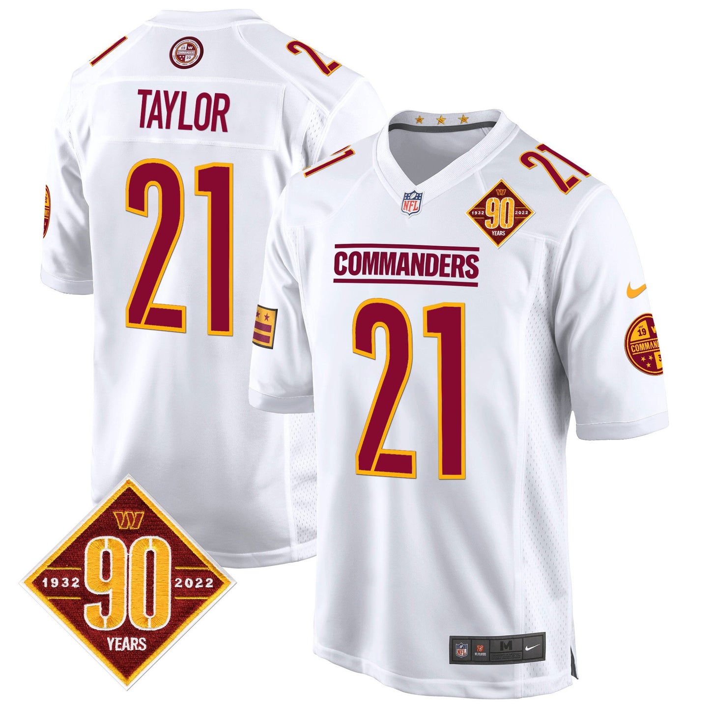 Washington Commanders 90th Anniversary Patch Game Jersey - All Stitched