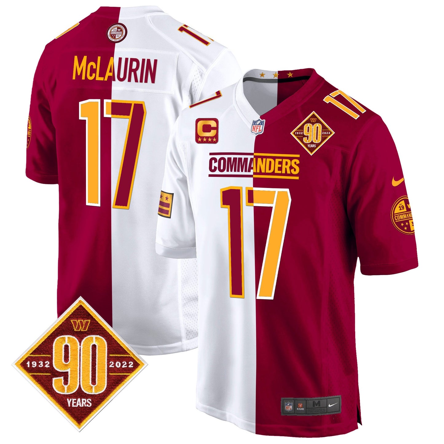 Washington Commanders 90th Anniversary Patch Game Jersey - All Stitched