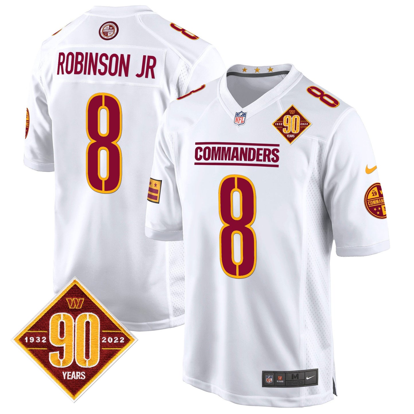 Washington Commanders 90th Anniversary Patch Game Jersey - All Stitched