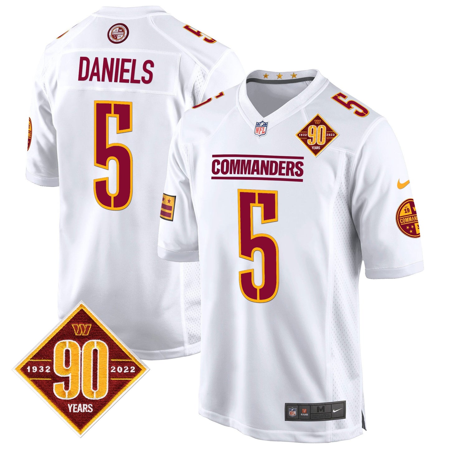 Washington Commanders 90th Anniversary Patch Game Jersey - All Stitched