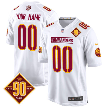 Washington Commanders 90th Anniversary Patch Game Custom Jersey - All Stitched