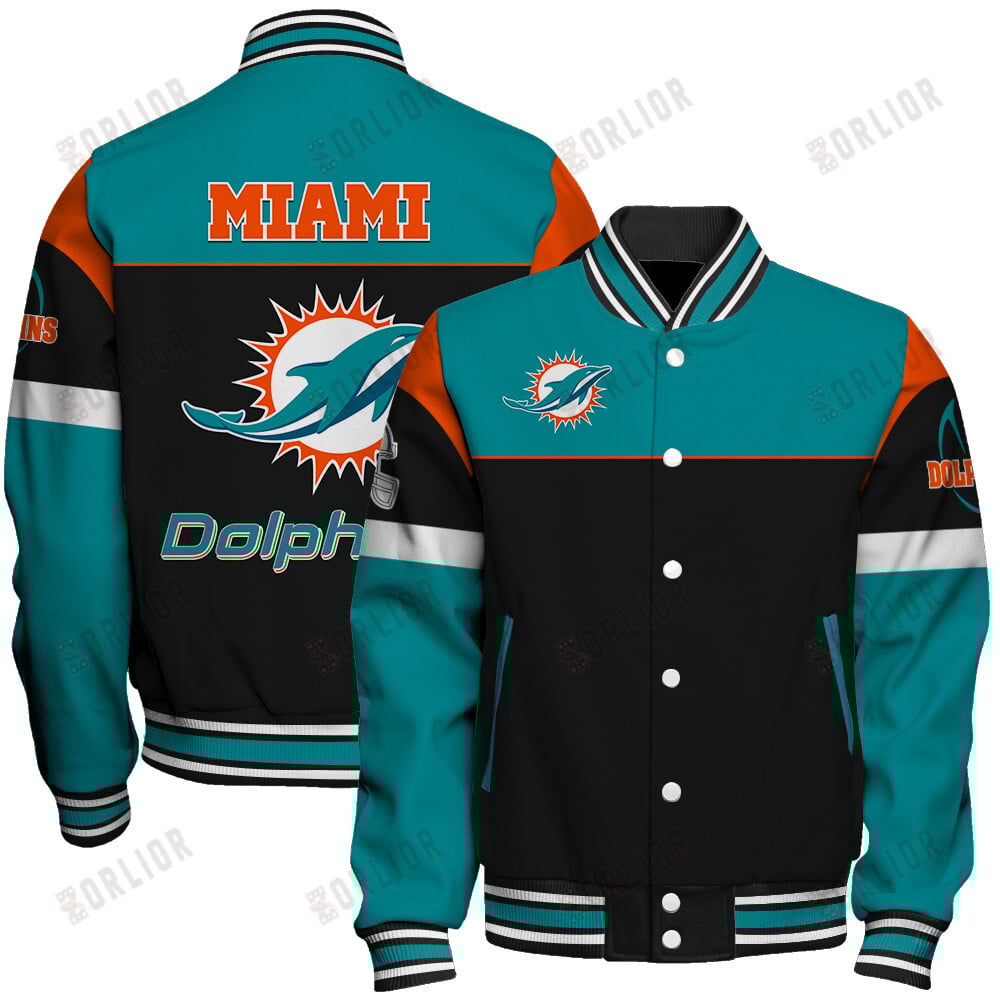 Miami Dolphins National Football League 2024 -25 Feel The Power Unisex Varsity Jacket