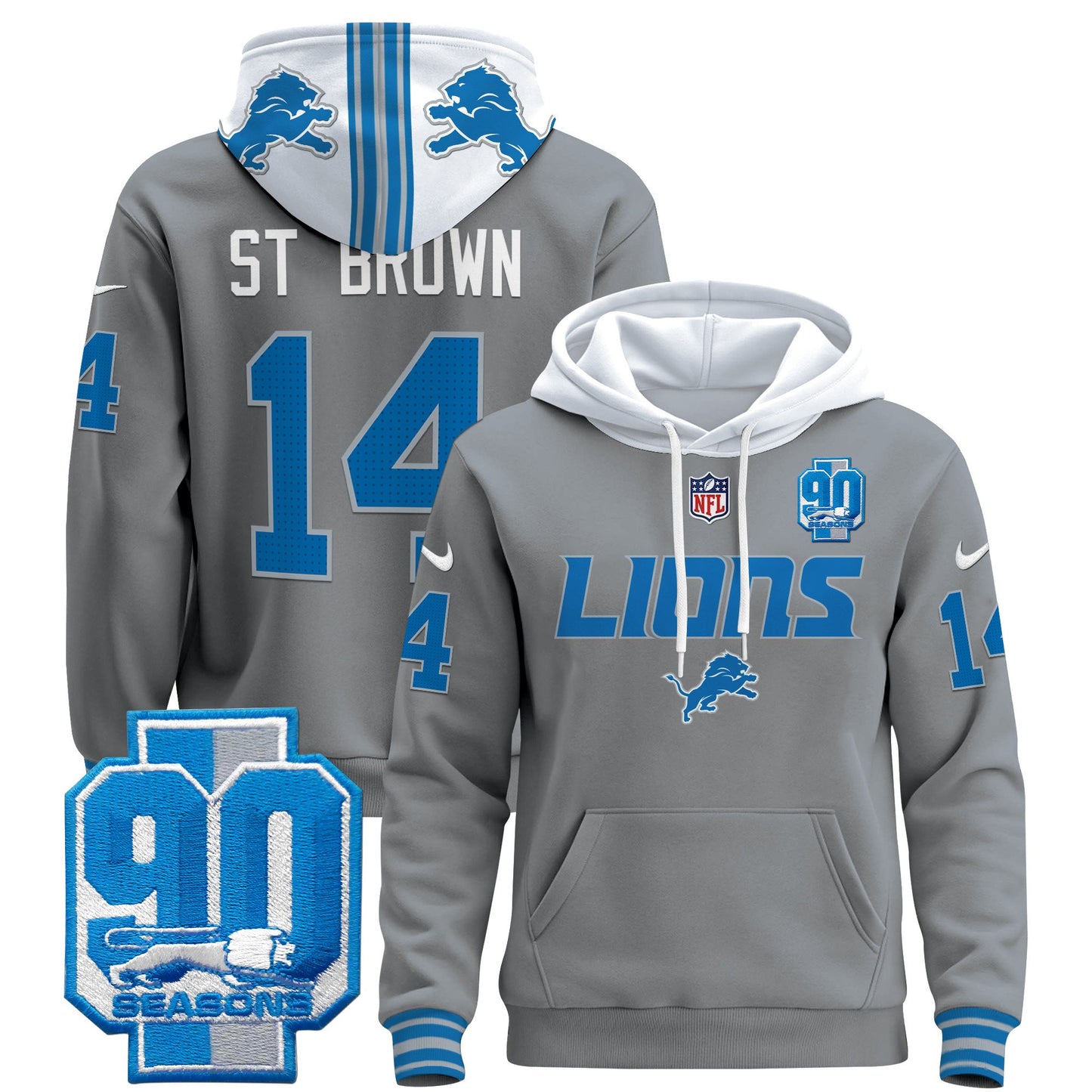 Detroit Lions 2024 Pullover Hoodie V2 - All Stitched