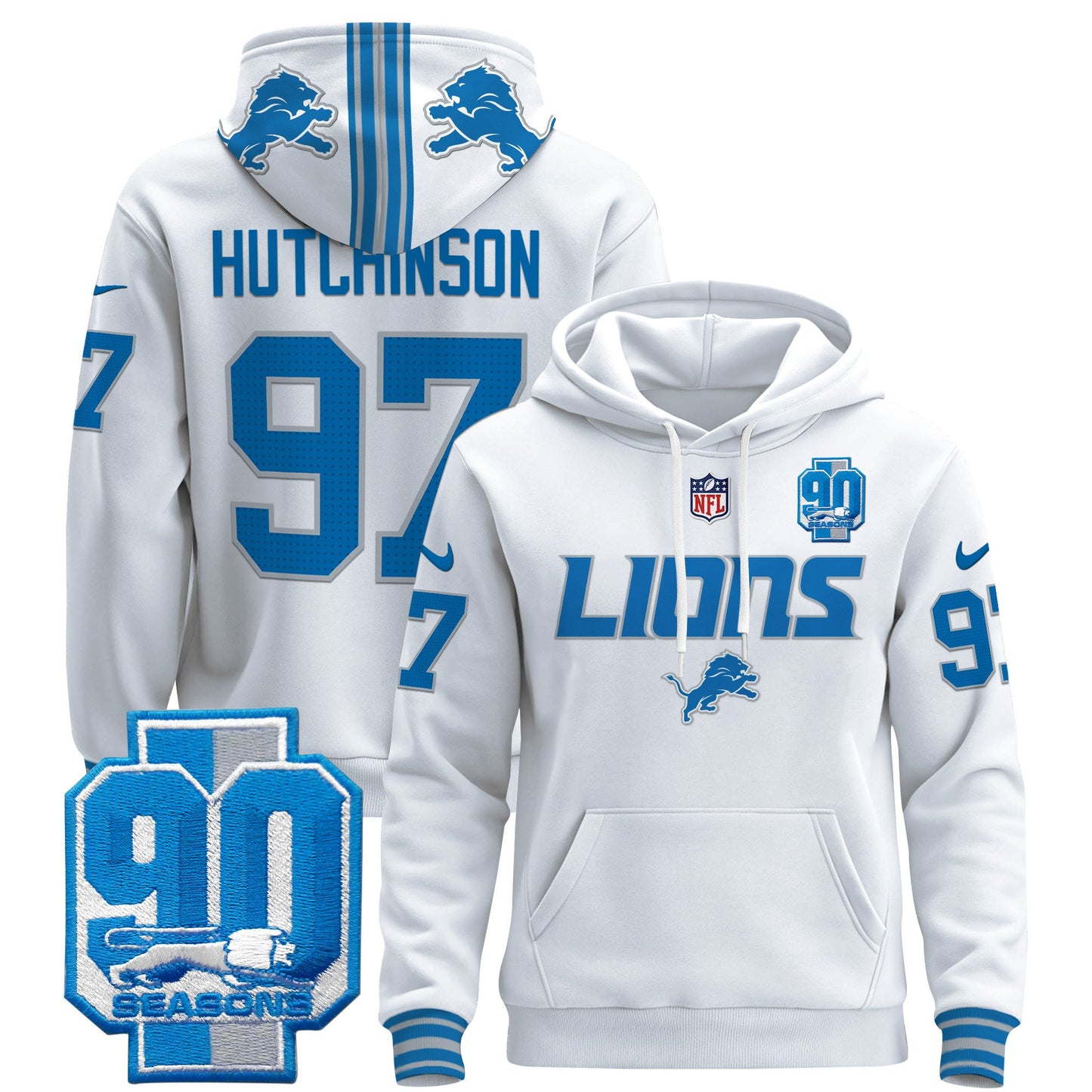 Detroit Lions 2024 Pullover Hoodie V2 - All Stitched