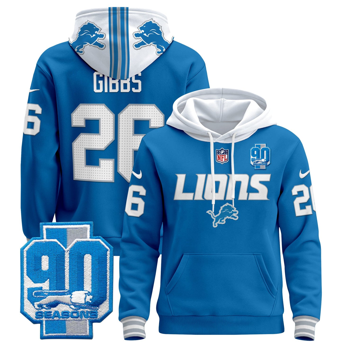 Detroit Lions 2024 Pullover Hoodie V2 - All Stitched