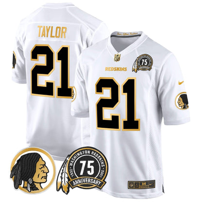 Washington Redskins 75th Patch Throwback Gold Game Jersey - All Stitched