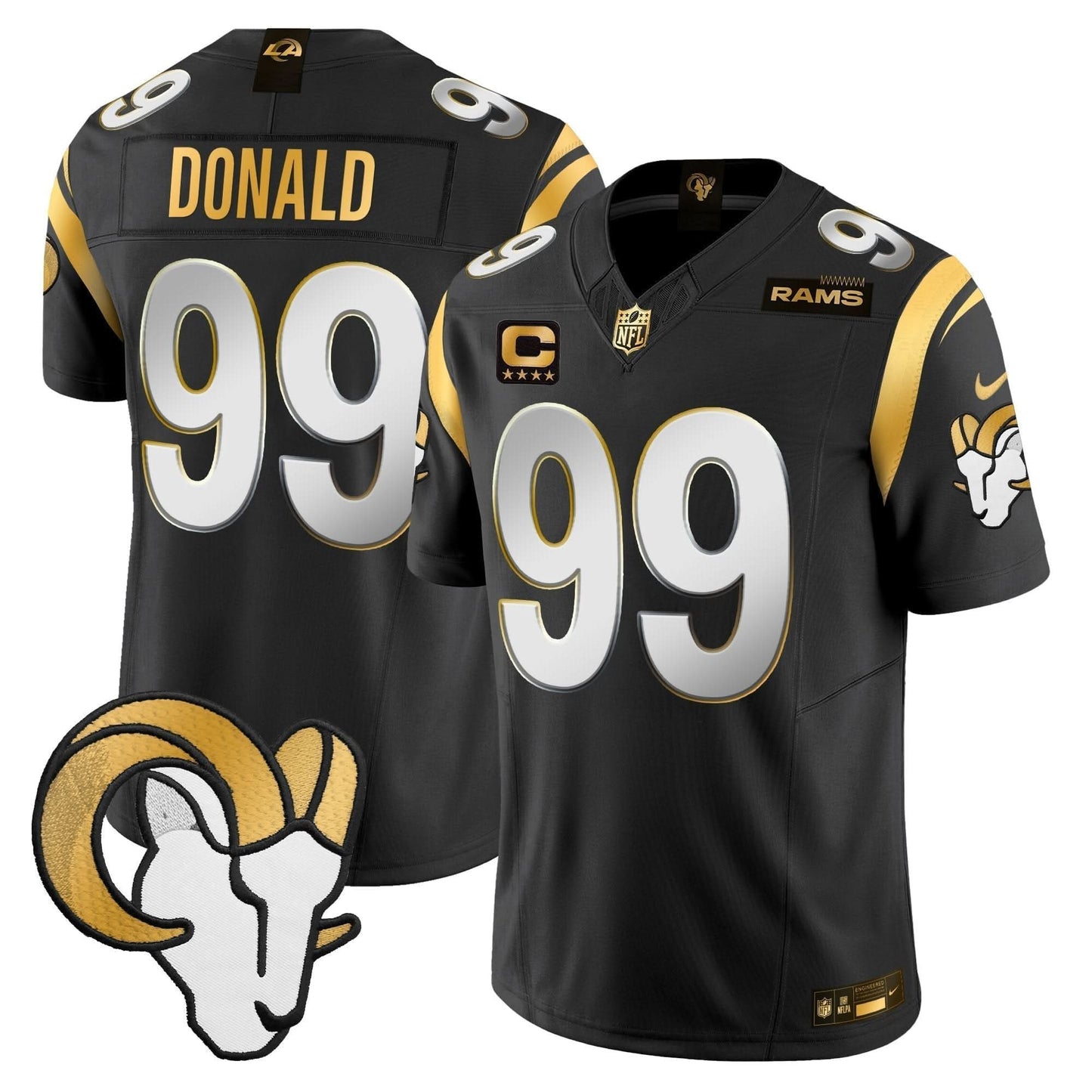 Los Angeles Rams 2024 Gold Vapor Limited Jersey - All Stitched
