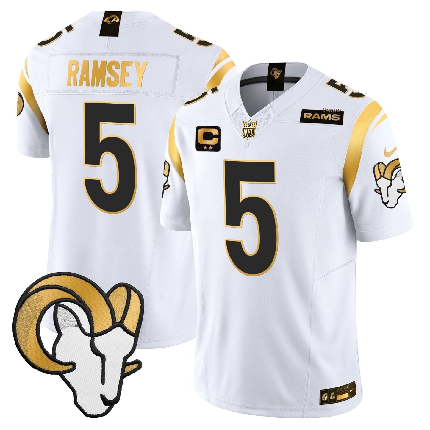 Los Angeles Rams 2024 Gold Vapor Limited Jersey - All Stitched