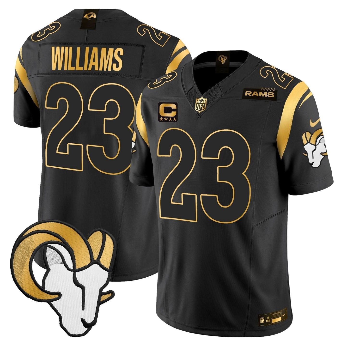 Los Angeles Rams 2024 Gold Vapor Limited Jersey - All Stitched