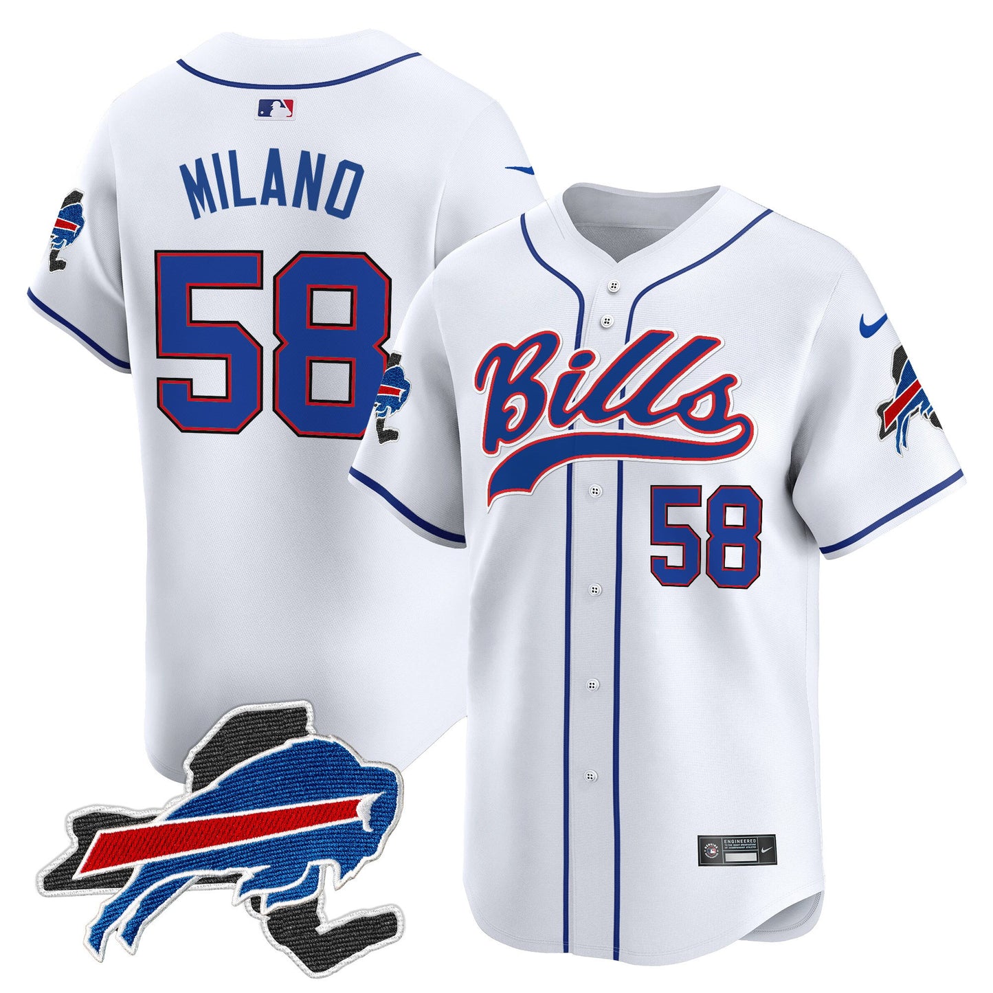 Buffalo Bills 2024 New York Patch Vapor Baseball Jersey - All Stitched