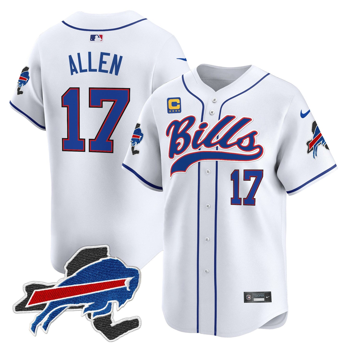 Buffalo Bills 2024 New York Patch Vapor Baseball Jersey - All Stitched