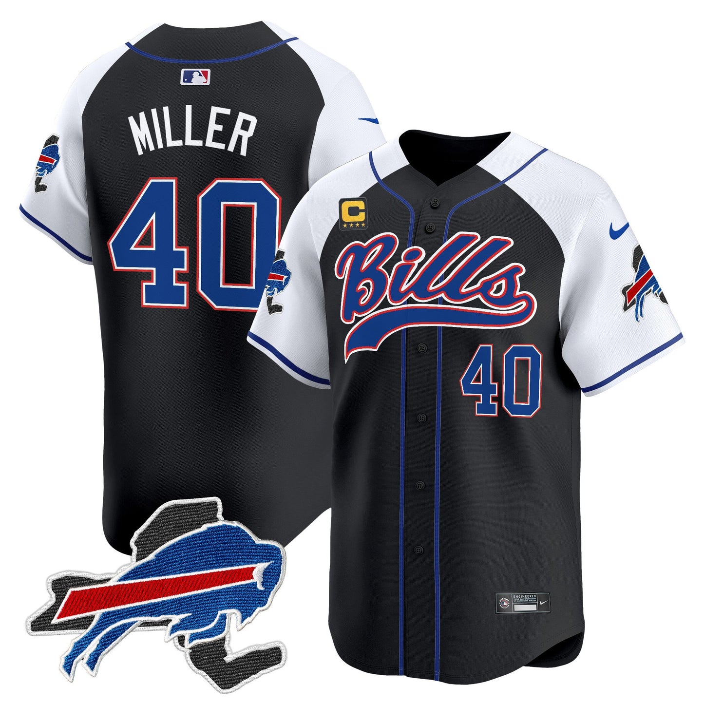 Buffalo Bills 2024 New York Patch Vapor Baseball Jersey - All Stitched