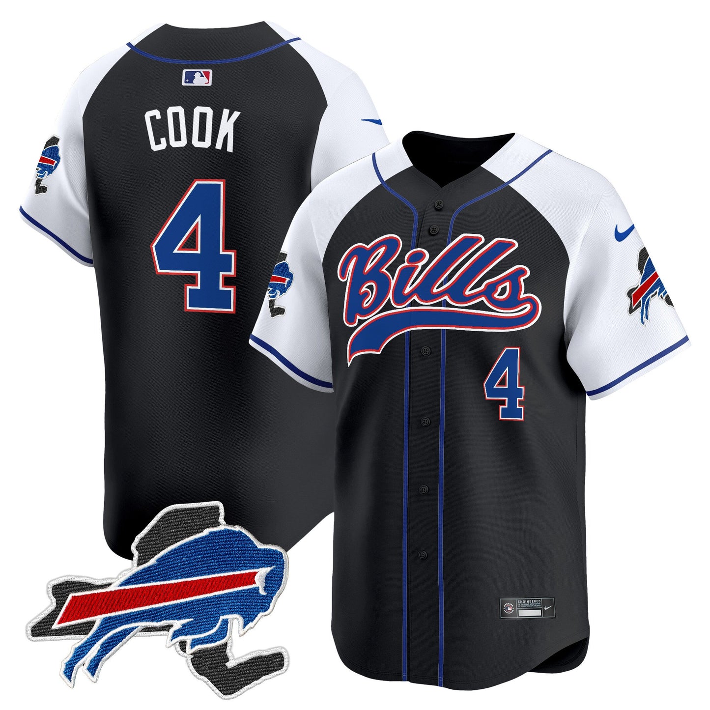 Buffalo Bills 2024 New York Patch Vapor Baseball Jersey - All Stitched