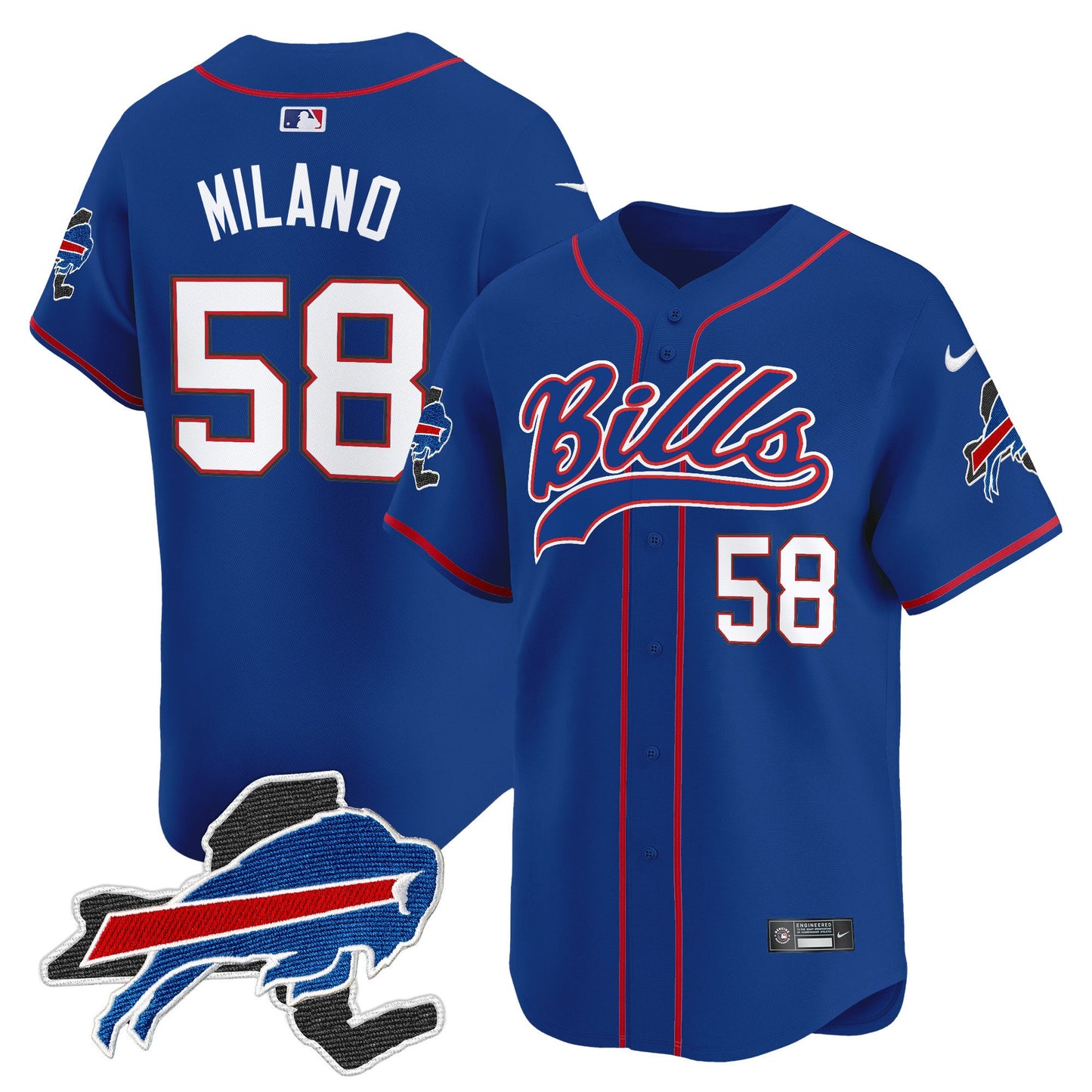 Buffalo Bills 2024 New York Patch Vapor Baseball Jersey - All Stitched