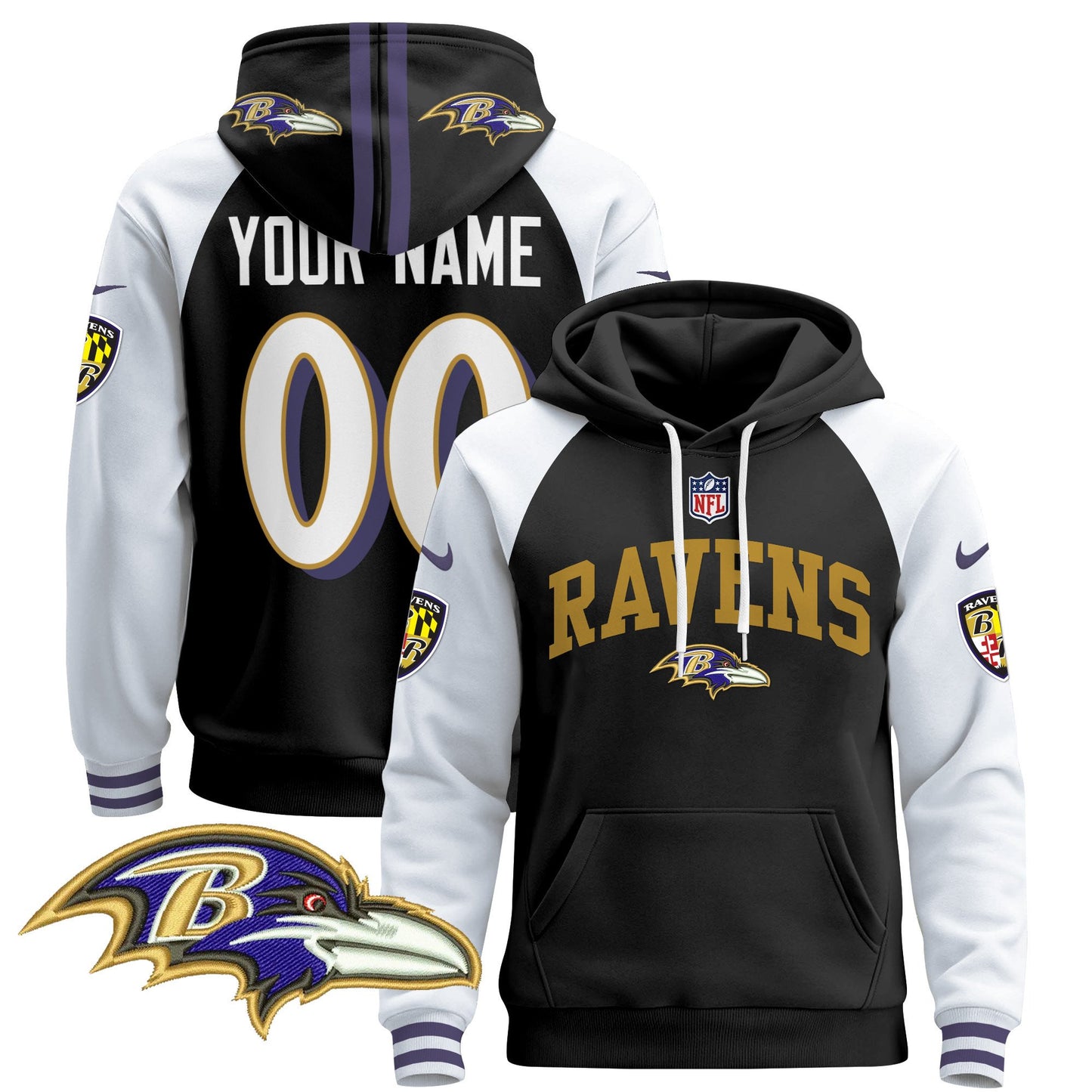 Baltimore Ravens 2024 Custom Pullover Hoodie V2