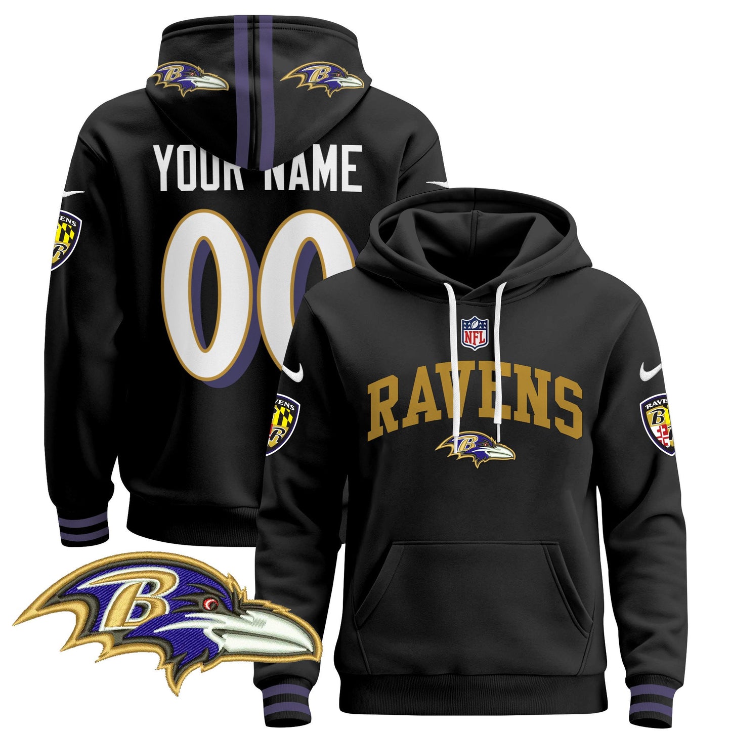 Baltimore Ravens 2024 Custom Pullover Hoodie V2