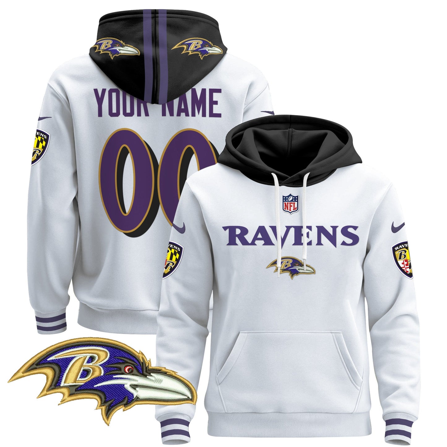 Baltimore Ravens 2024 Custom Pullover Hoodie V3