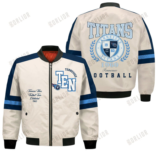 Tennessee Titans Football Team 2024 -25 Feel The Power Bomber Jacket
