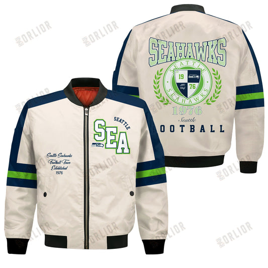Seattle Seahawks Football Team 2024 -25 Feel The Power Bomber Jacket