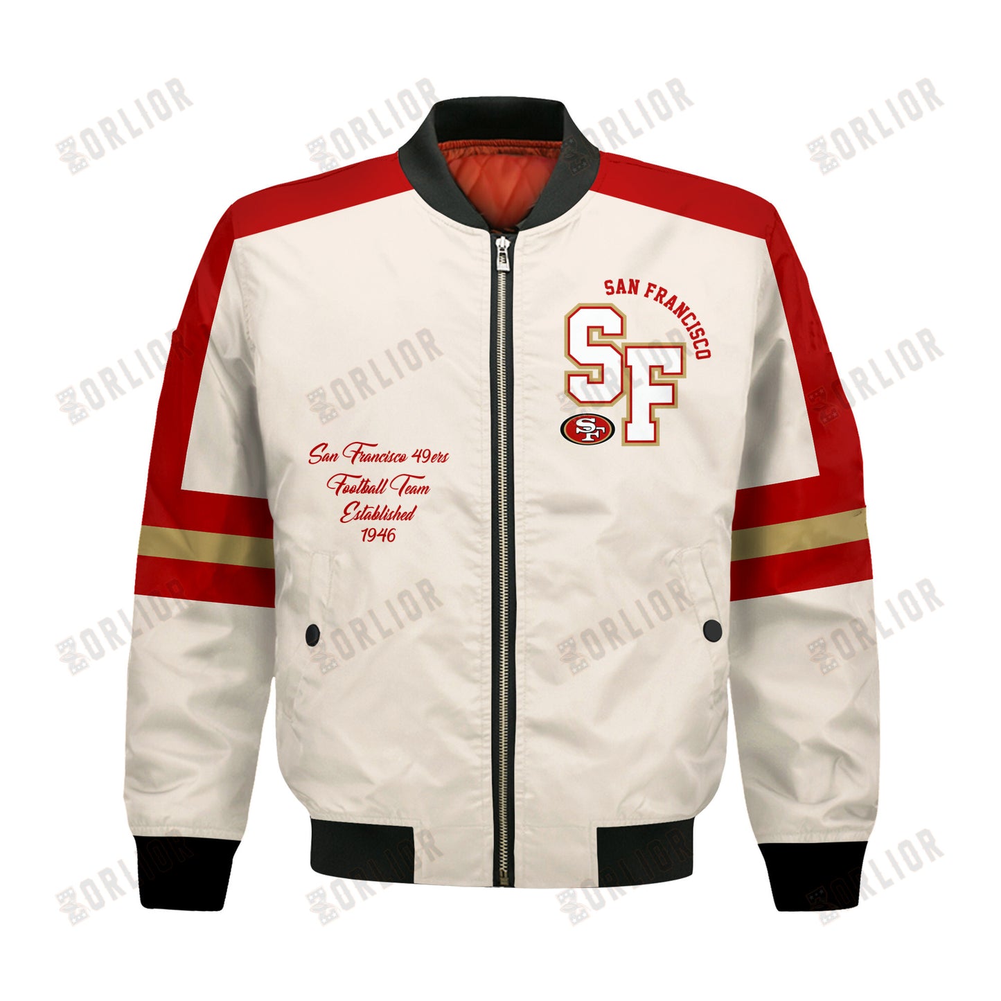 San Francisco 49ers Football Team 2024 -25 Feel The Power Bomber Jacket