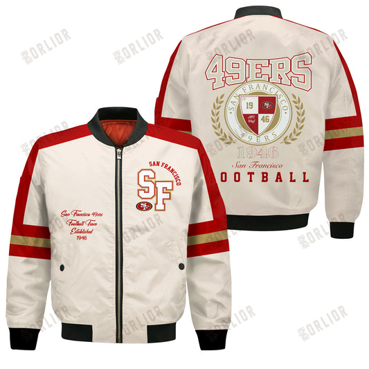 San Francisco 49ers Football Team 2024 -25 Feel The Power Bomber Jacket