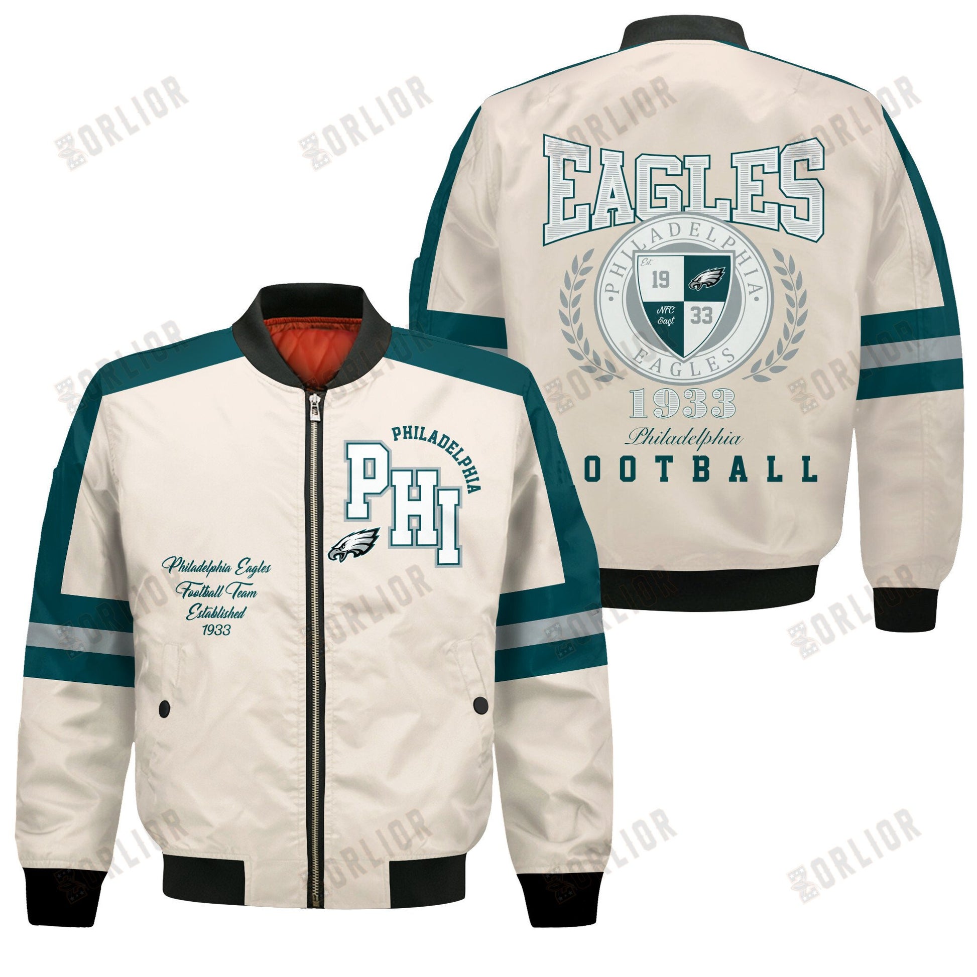 Philadelphia Eagles Football Team 2024 -25 Feel The Power Bomber Jacket
