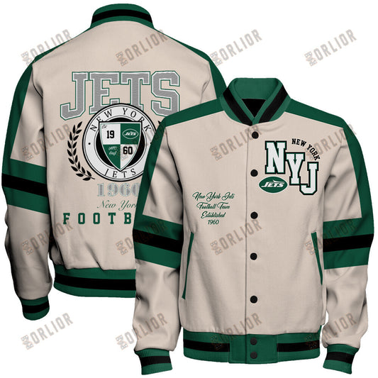 New York Jets Football Team 2024 -25 Feel The Power Unisex Varsity Jacket