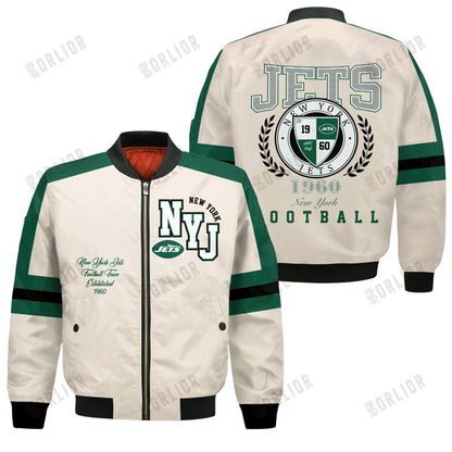 New York Jets Football Team 2024 -25 Feel The Power Bomber Jacket