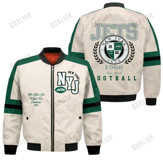 New York Jets Football Team 2024 -25 Feel The Power Bomber Jacket
