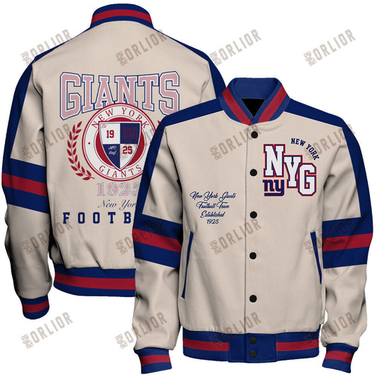 New York Giants Football Team 2024 -25 Feel The Power Unisex Varsity Jacket