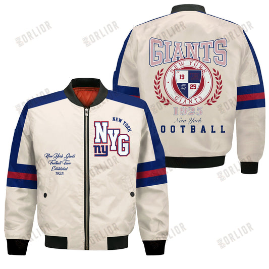New York Giants Football Team 2024 -25 Feel The Power Bomber Jacket