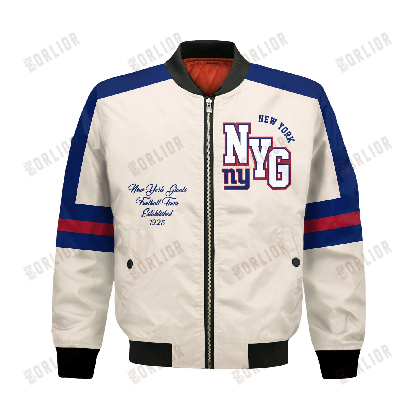 New York Giants Football Team 2024 -25 Feel The Power Bomber Jacket
