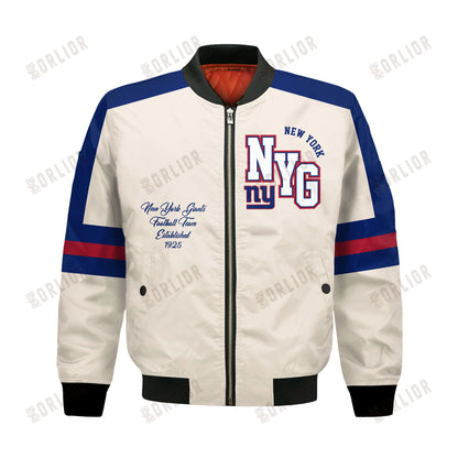 New York Giants Football Team 2024 -25 Feel The Power Bomber Jacket