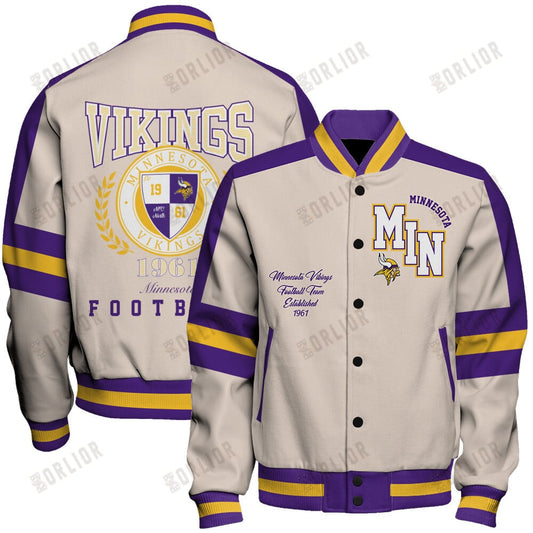 Minnesota Vikings Football Team 2024 -25 Feel The Power Unisex Varsity Jacket