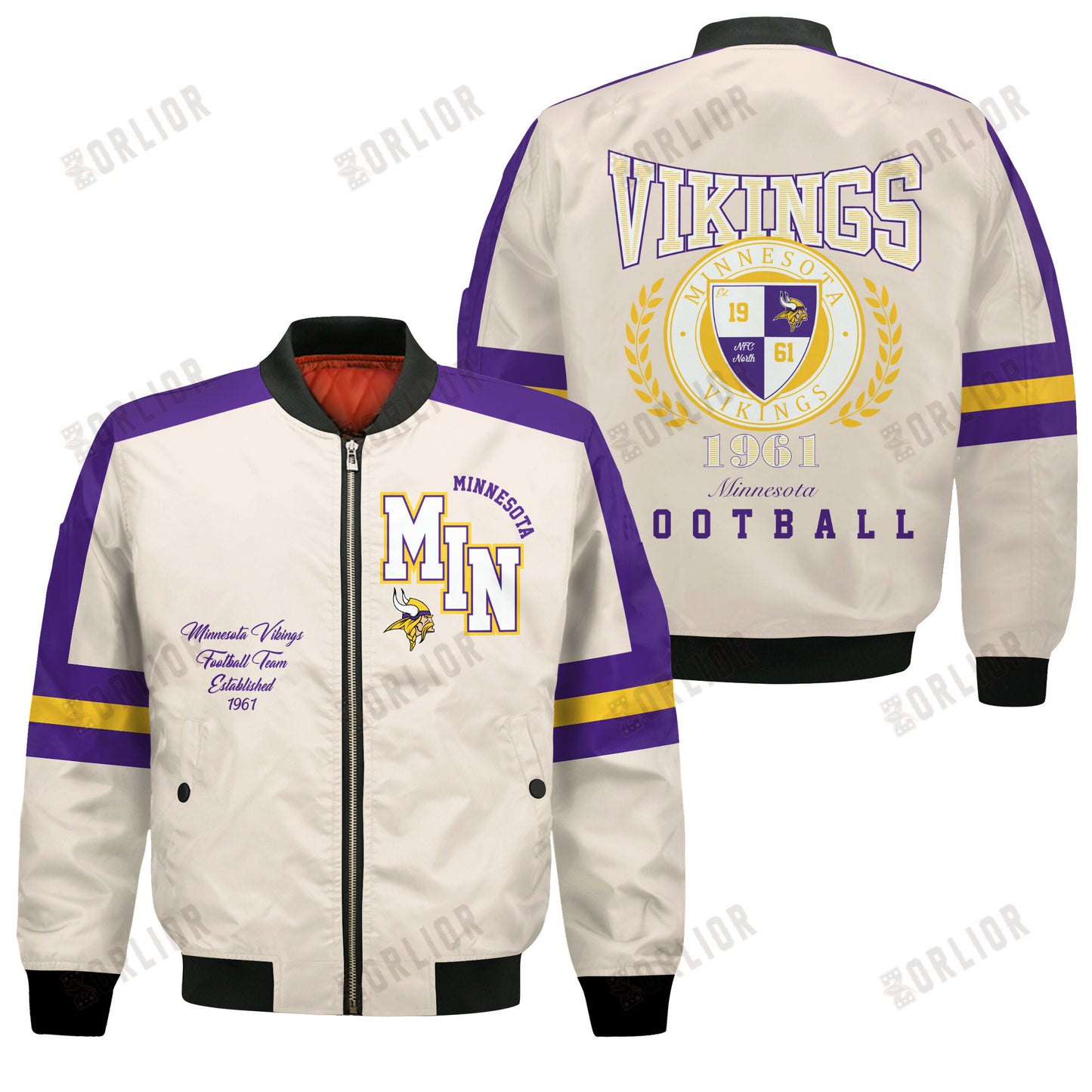 Minnesota Vikings Football Team 2024 -25 Feel The Power Bomber Jacket