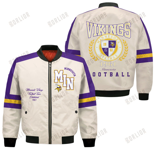 Minnesota Vikings Football Team 2024 -25 Feel The Power Bomber Jacket