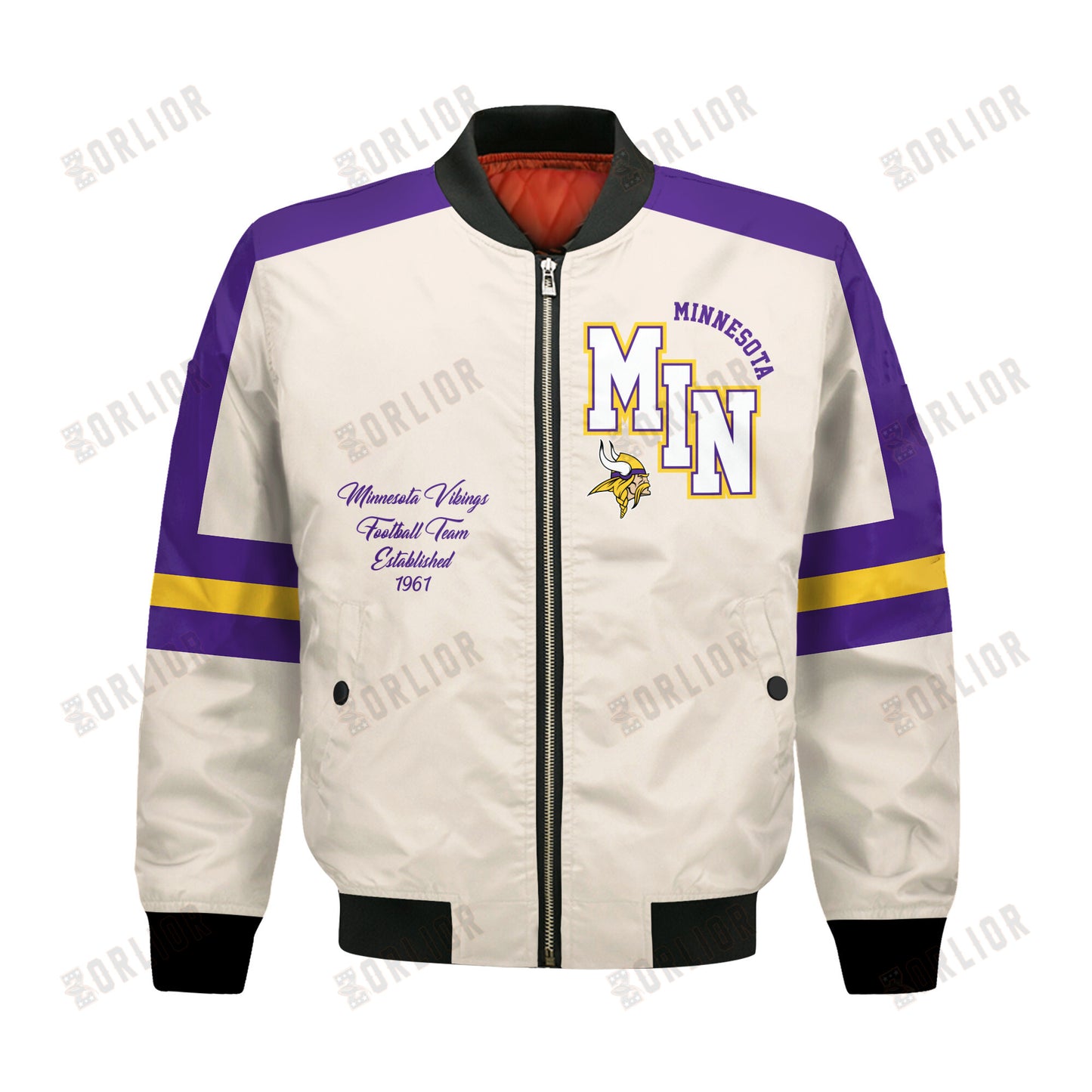 Minnesota Vikings Football Team 2024 -25 Feel The Power Bomber Jacket