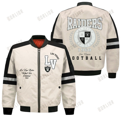 Las Vegas Raiders Football Team 2024 -25 Feel The Power Bomber Jacket