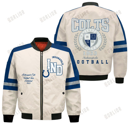 Indianapolis Colts Football Team 2024 -25 Feel The Power Bomber Jacket