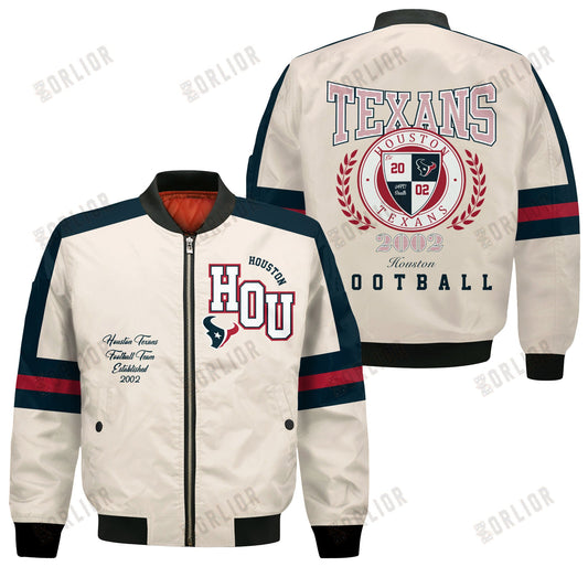 Houston Texans Football Team 2024 -25 Feel The Power Bomber Jacket