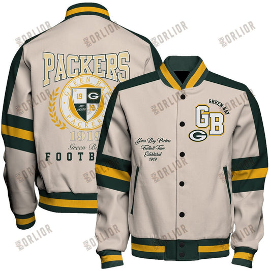 Green Bay Packers Football Team 2024 -25 Feel The Power Unisex Varsity Jacket