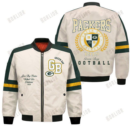Green Bay Packers Football Team 2024 -25 Feel The Power Bomber Jacket